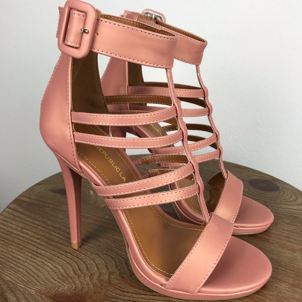 Gorgeous Shiny Rose Pink High Heels Buckle Detail